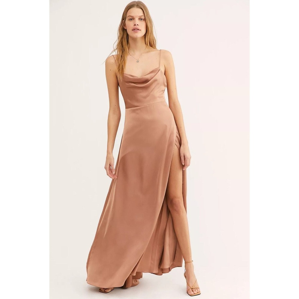 NWT Fame &‎ Partners x Free People The Rosabel Maxi Dress in Bronze Size 8